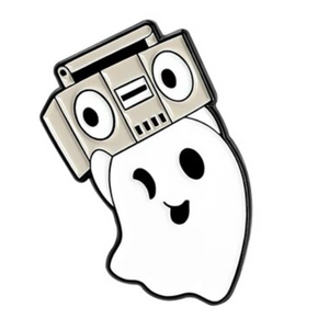 Boombox Radio Ghost Enamel Pin