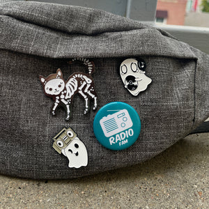 Boombox Radio Ghost Enamel Pin